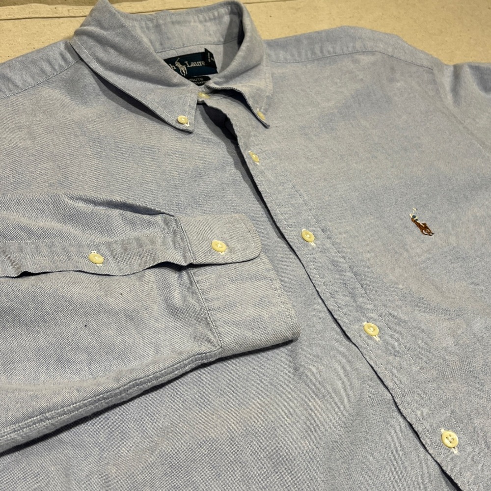 Ralph Lauren Yarmouth Oxford Button Down Shirt Men's 17 1/2 36 Light Blue Polo
